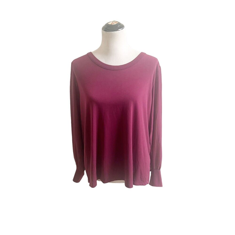 Banana Republic Sheer Sleeve Burgundy Blouse Size XL Holidays Office